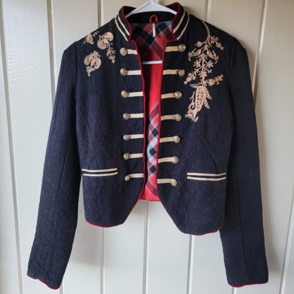 Free People Lauren Military Band Jacket Black Size XS (See pics & description)
